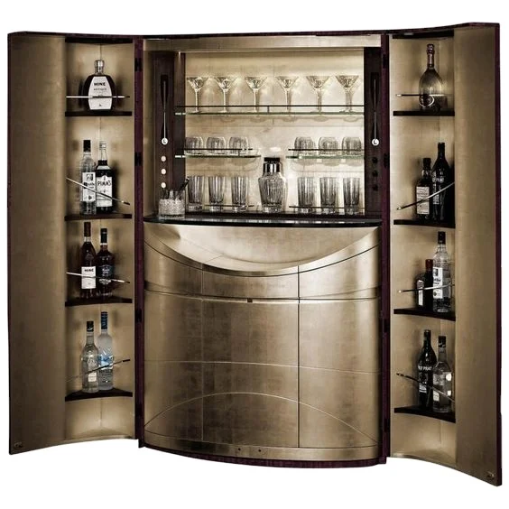 Luxury Modern lounge decor led design modern bar display storage shelves Wine Bar Cabinet