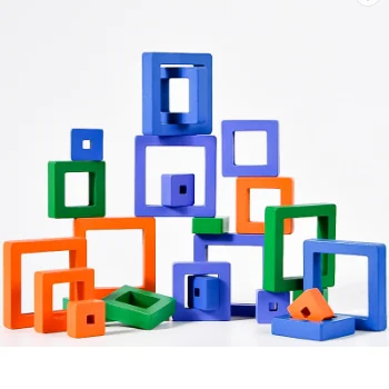 Interactive party card game wooden rainbow blocks educational game for children fun parent-child board game