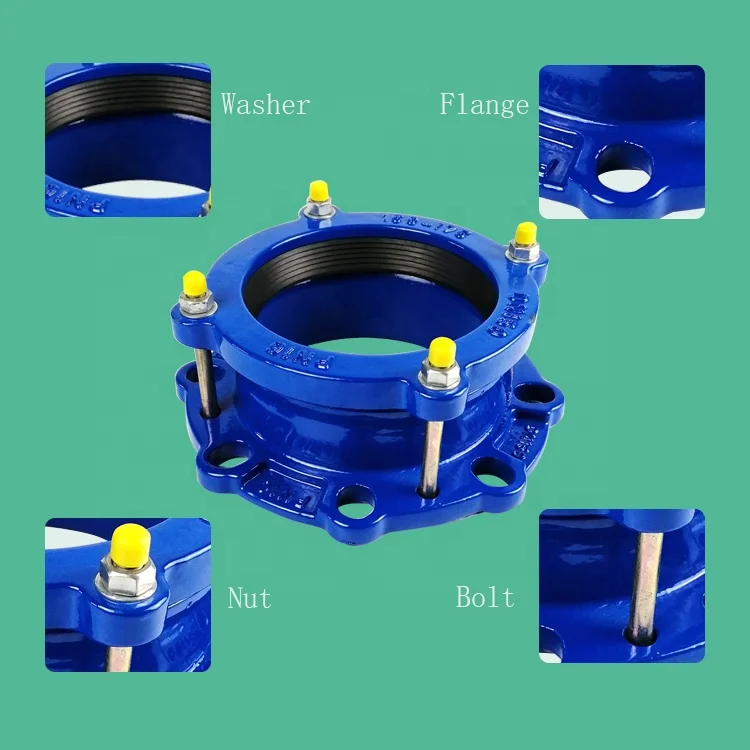 Wide range hdpe pipe DI flexible ductile iron universal flange adaptor