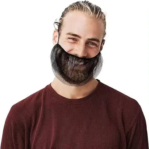 Disposable Beard Nets Nylon Protective Beard Covers with Single Loop Facial Hair Covering for Food Service