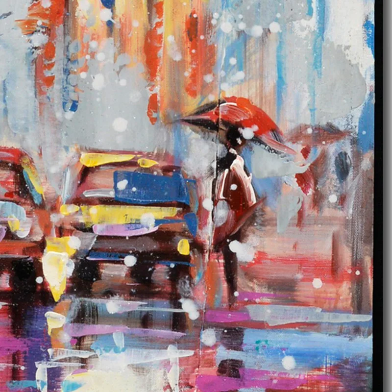 
3 panel combination cityscape handmade colorful canvas painting wall art 
