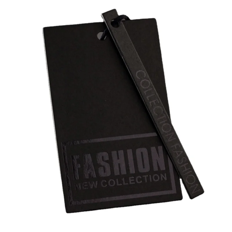 Новый дизайн, пользовательские роскошные черные рельефные бирки для одежды с УФ-печатью