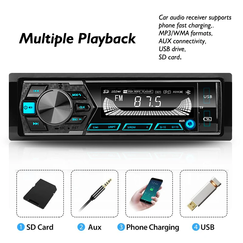 1din Car Stereo Remote Control Digital Bt Audio Music 12v Usb/sd/aux-in Car Radio Mp3 Player USB/SD Universal