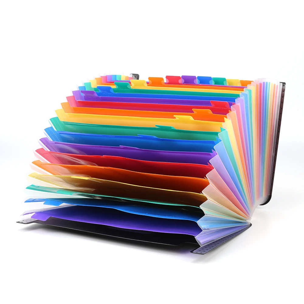 Portable Expandable Cover Hot Pressing Forming Multi-color 24 Pockets Expanding File Folder