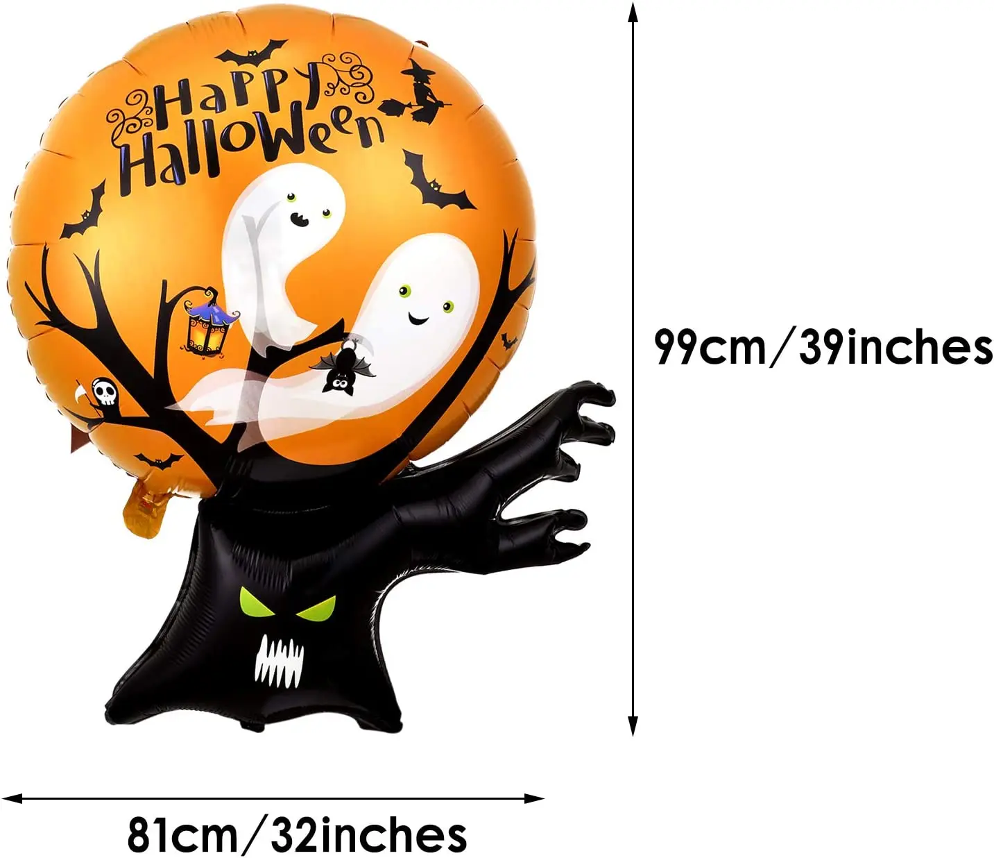 3D Customized Halloween Pumpkin Witch Ghost Bat Party Decorations Supplies Custom Shape Printable Mylar Helium Foil Balloons