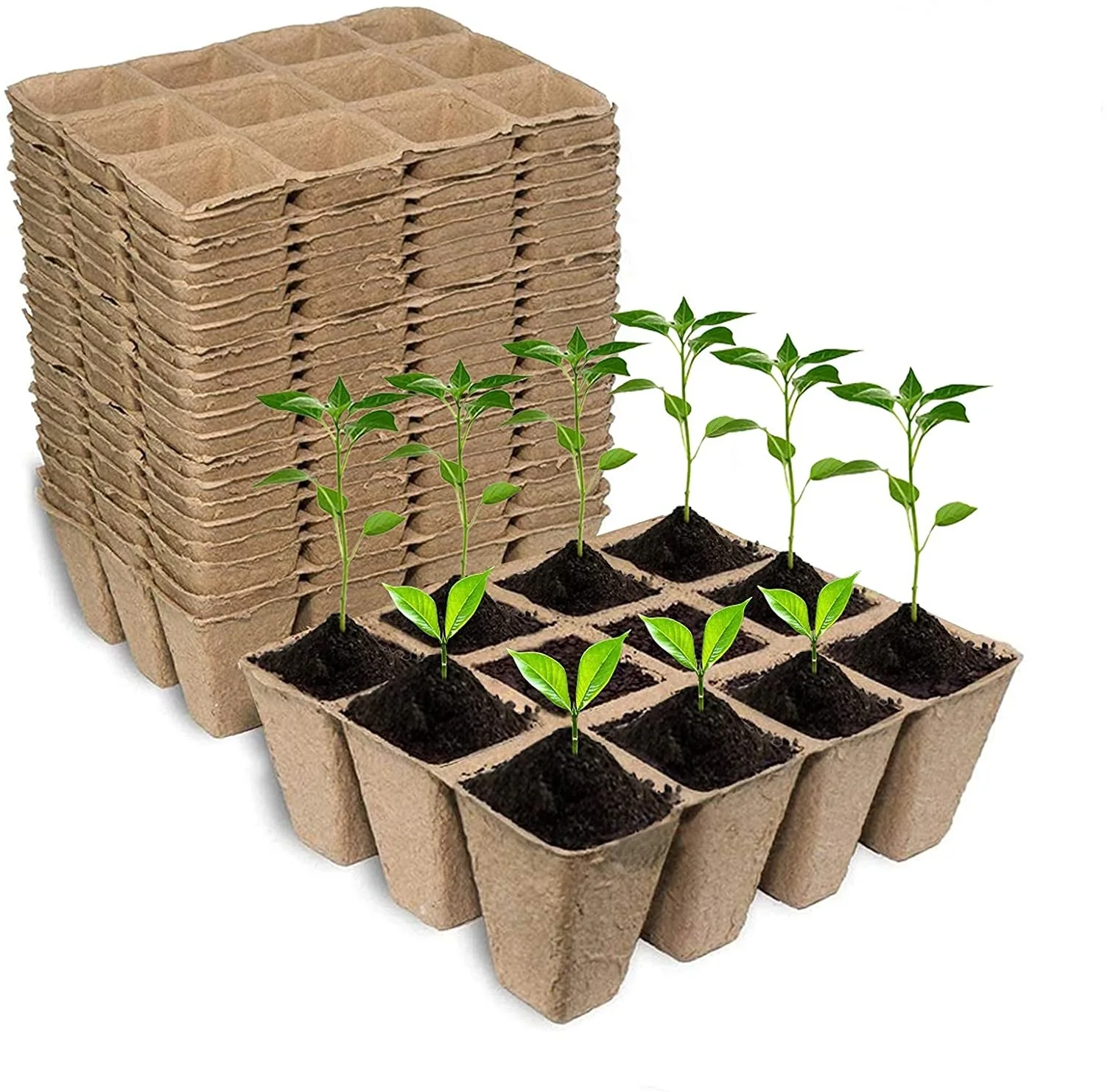 Seed Starter Trays Premium Biodegradable Seeding Peat Pots Germination Seedling Trays Kit