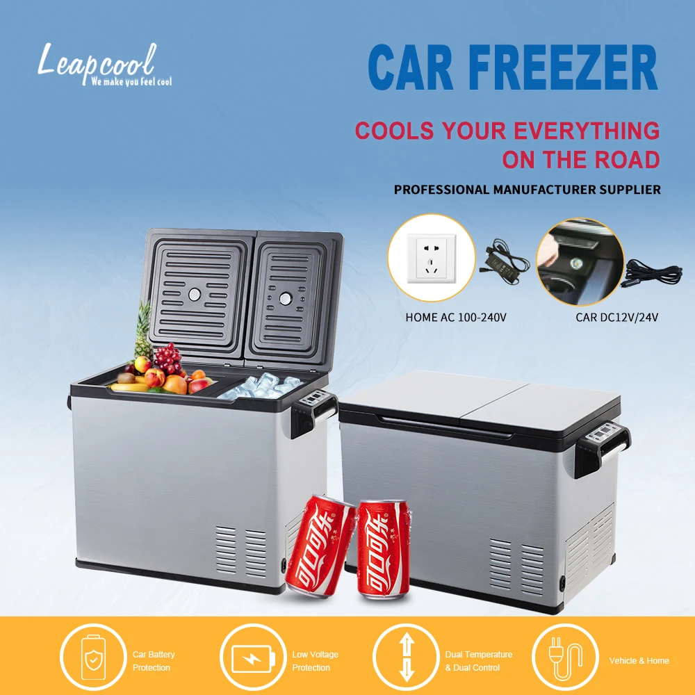 12V 24V DC Double Zone Portable Refrigerator Compressor Freezer for Car Caravan Home RV