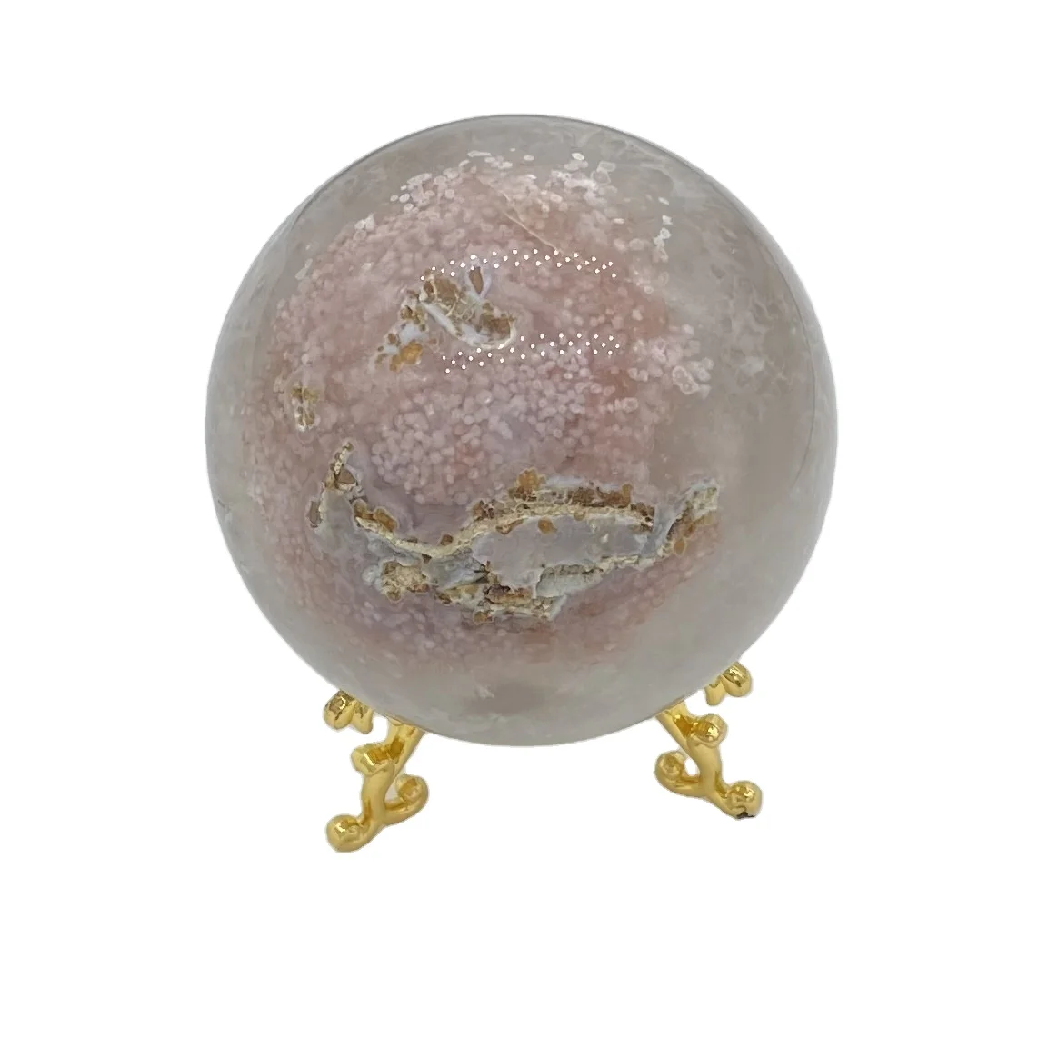 Wholesale Natural Flower Agate Sphere Cherry Blossom Agate Druzy Crystal Ball For Decoration