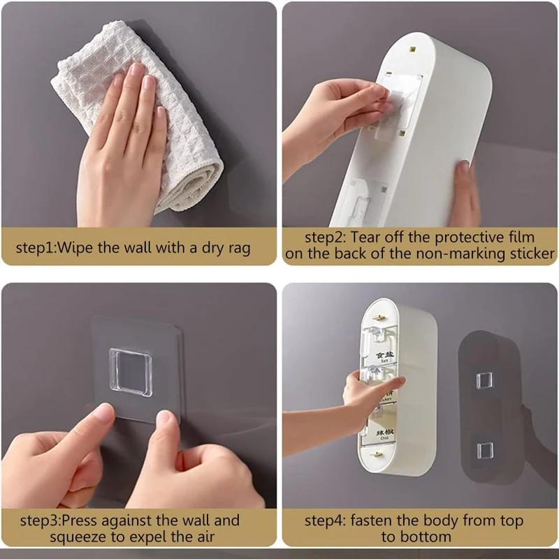 Wall Mounted Seasoning Box Salt Paper Spice Rack Jar Sugar Bowl Spice Box Organizer Kitchen Spice Organizer