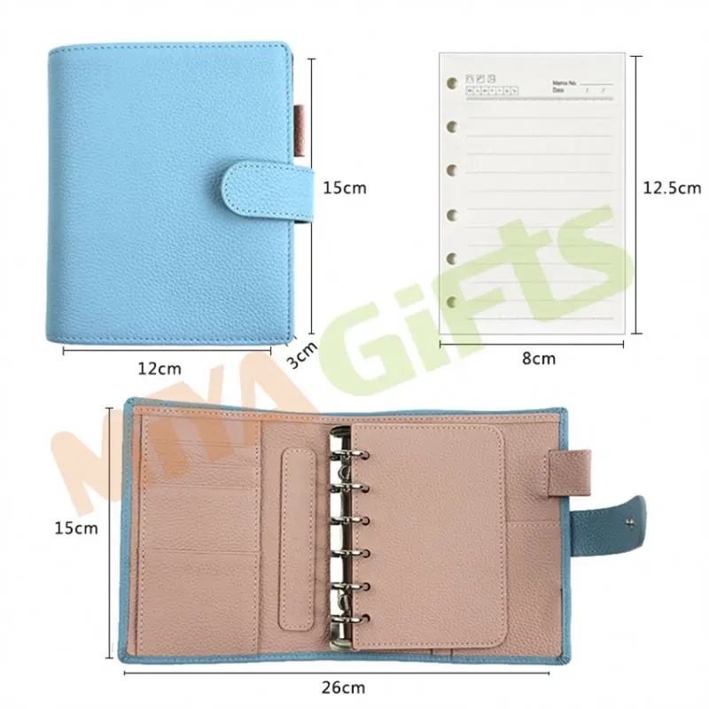 custom  money organizer mini portfolio A7 wallet binder purse planner leather journal cover notebook  pocket agenda