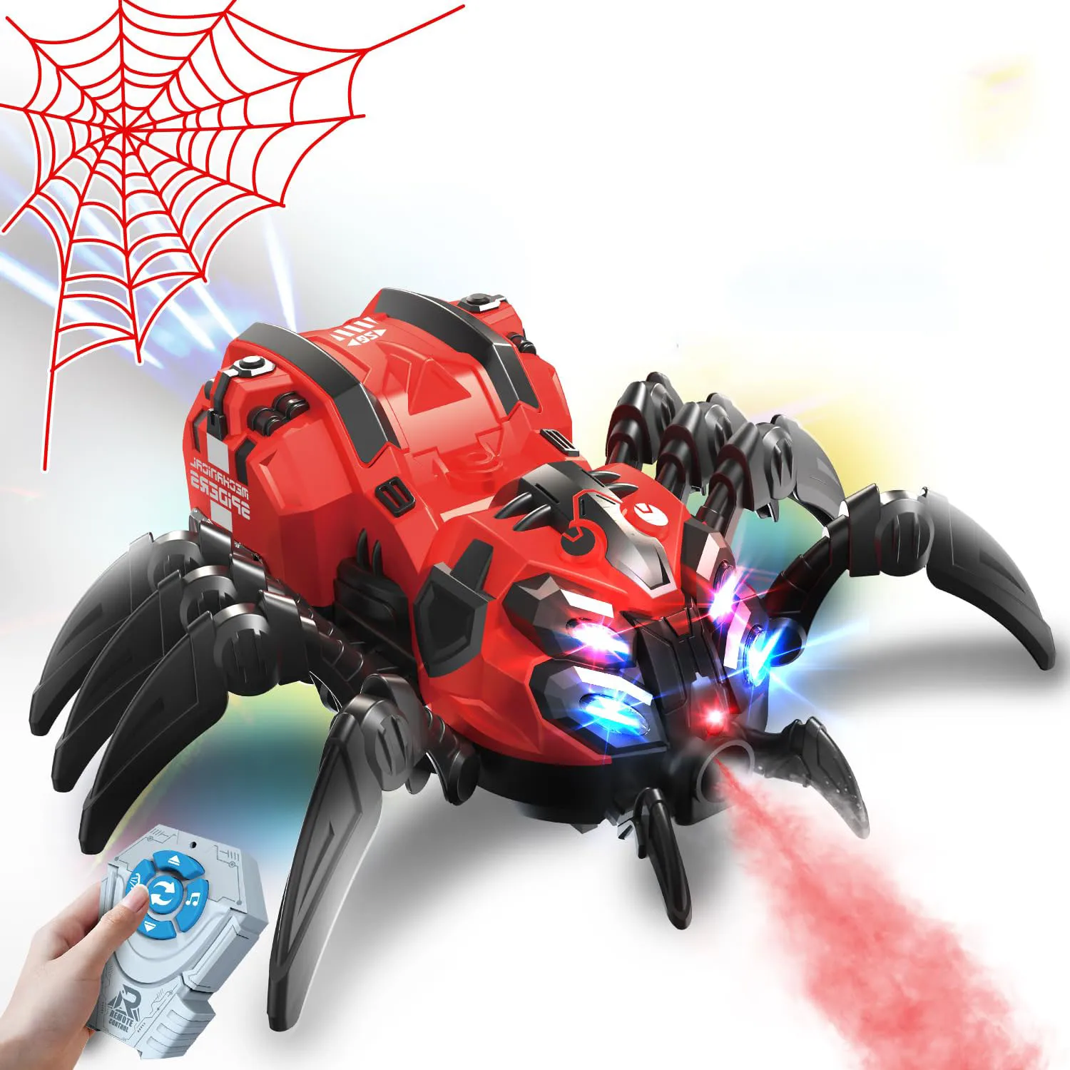 Tiktok Trending toy 2.4 GHz RC Stunt Robot Toy Spray Halloween Realistic Music Lights Remote Control Robot Spider For Kids