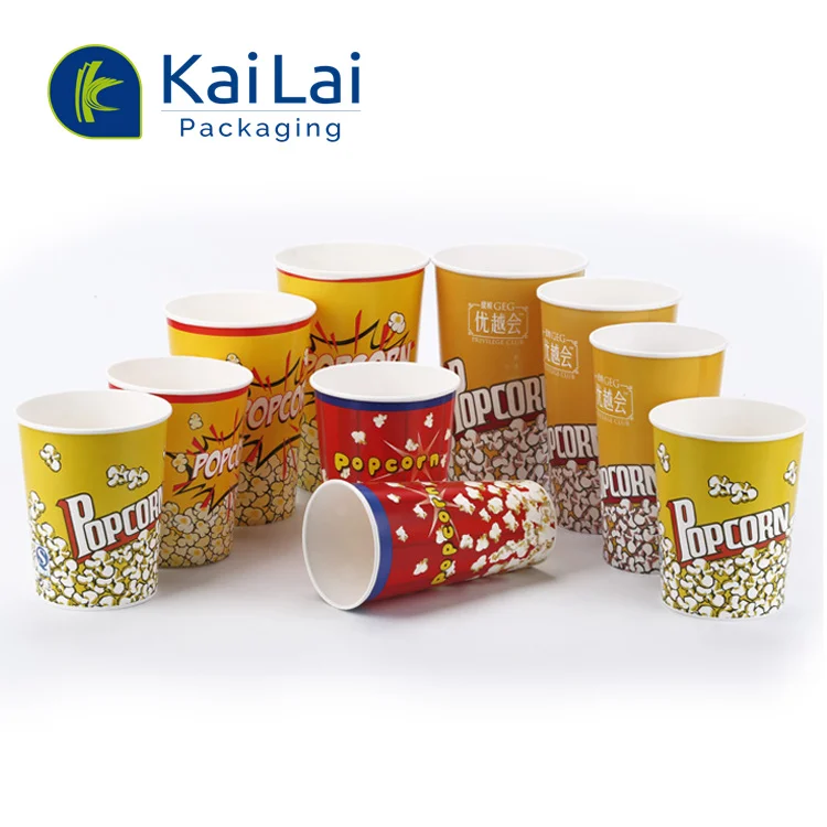 Disposable Eco Friendly Popcorn Bucket Easy To Use Biodegradable Fries Paper Cups