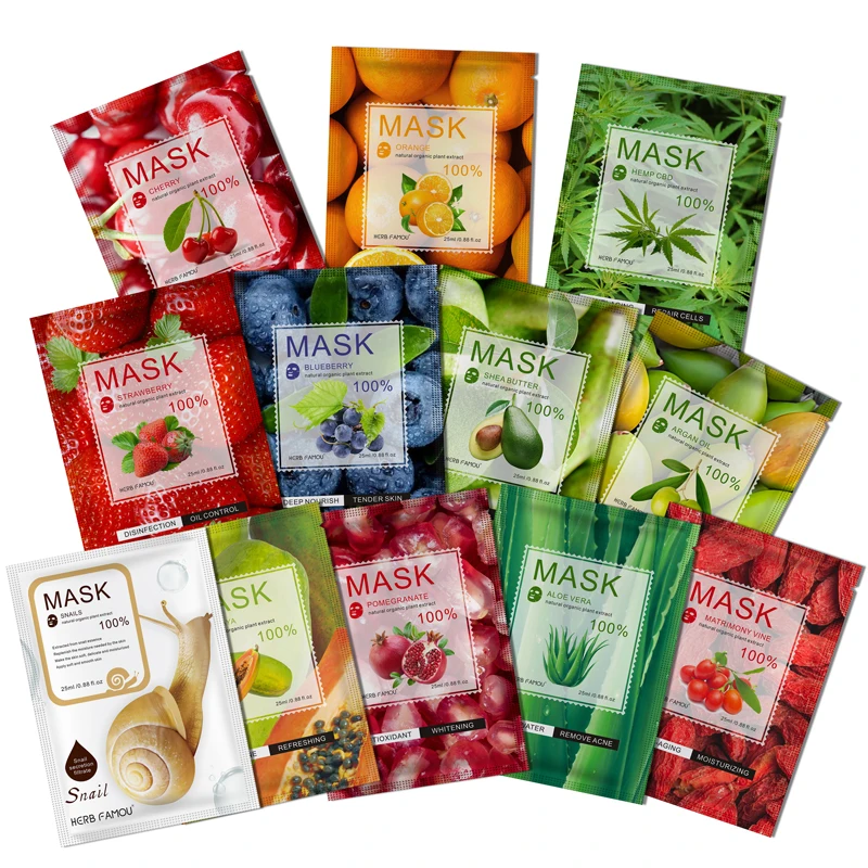 
OEM plant fruit extract moisturizing korean face sheet mask oil control Blackhead remover beauty facial mask 