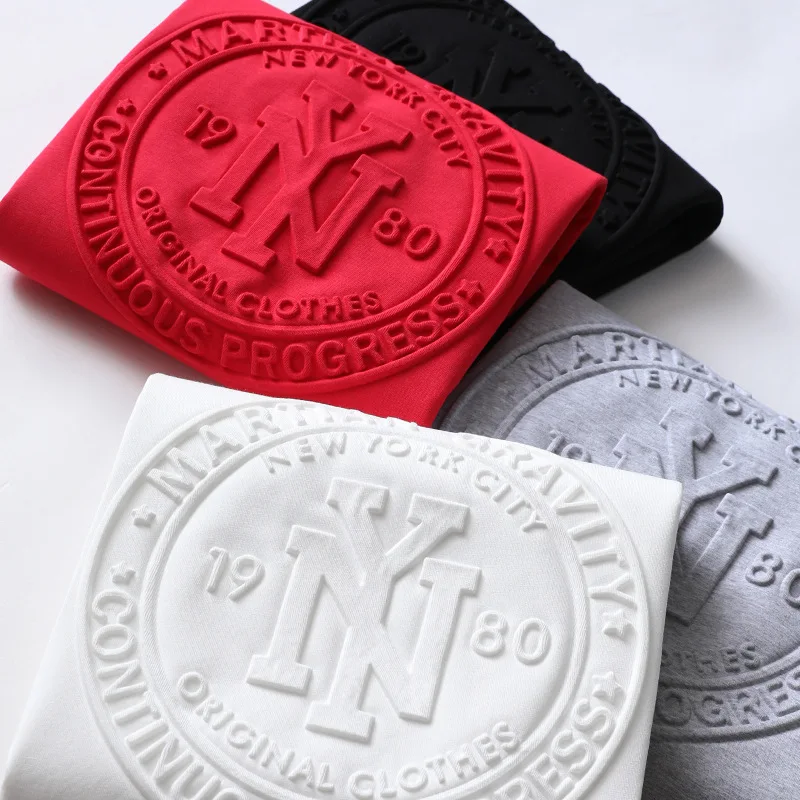 Custom Fashion Embossed Tee Cotton Men Organic Pima Cotton White Oversize Plain Graphic Custom Embossed T Shirt