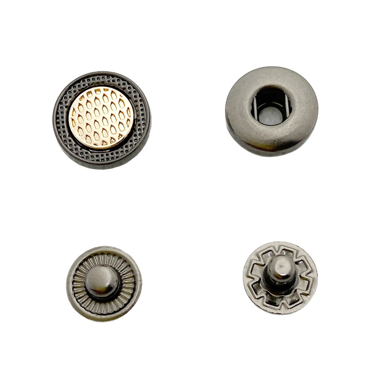12mm Custom design logo Zinc alloy 4 parts press metal snap button for clothing