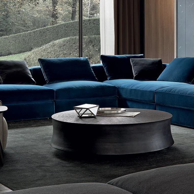 Wholesale Living Room Furniture Side Stool Gray Black Coffee Table Modern Oval Coffee table