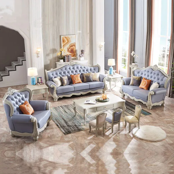 American Style Hand-made Carved Wooden Sofa For Living Room Hotel Furniture N416