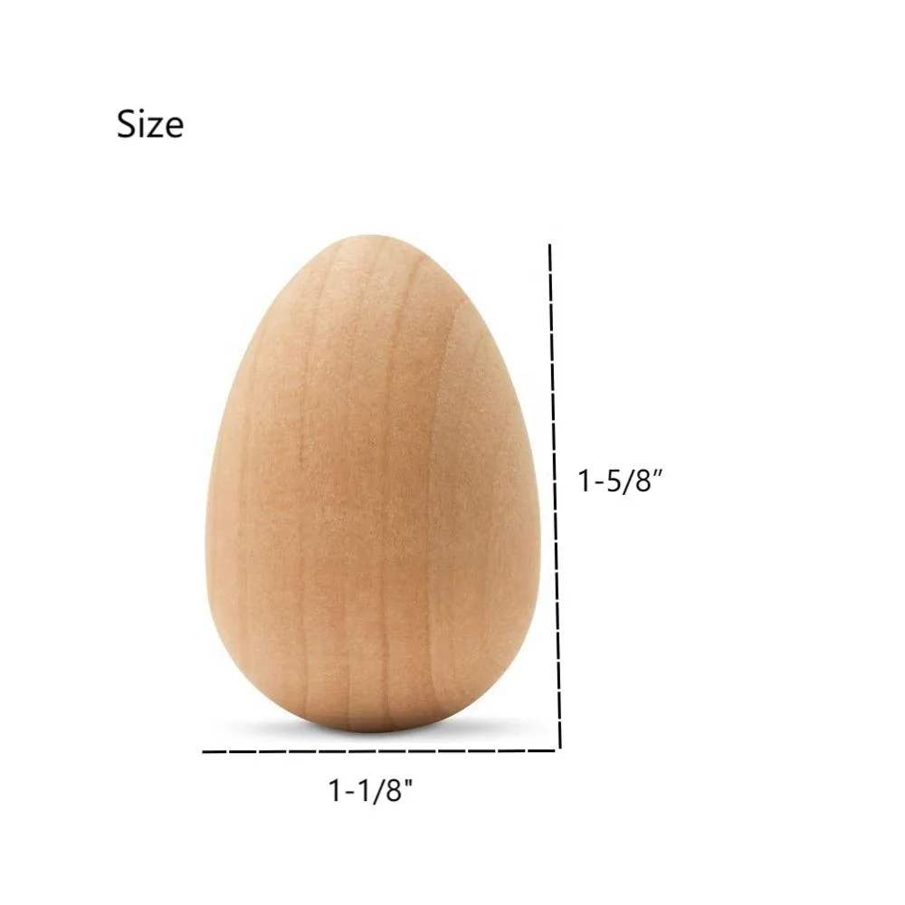1-5/8 inch wooden Easter eggs hand carved unfinished Easter eggs small wooden eggs for crafts