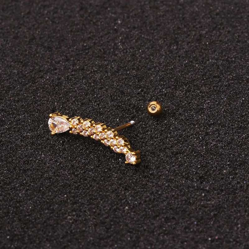  POENNIS Mixed color7 Silver Rose Gold Curved Stainless Steel Bar Ear Piercing Jewelry Flower Crown Tragus Daith