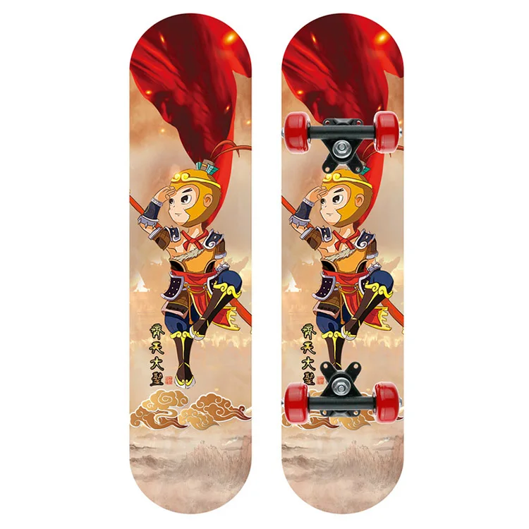 
Multicolor China wood 60cm double kick skateboard for teenager 