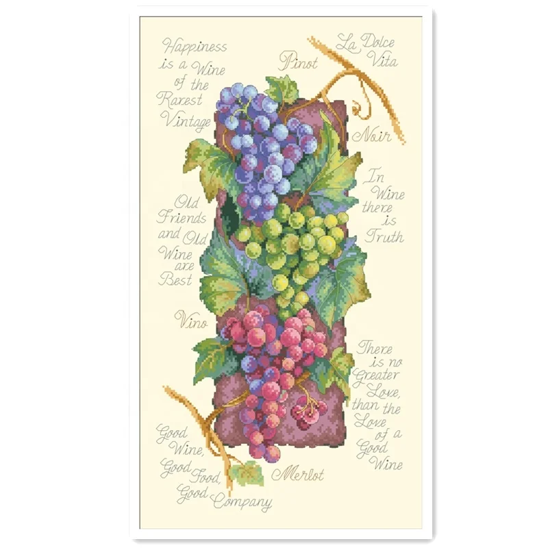 
DPJ030 Grapes cross stitch kit package aida 18ct 14ct 11ct white cloth unprint canvas embroidery DIY handmade 