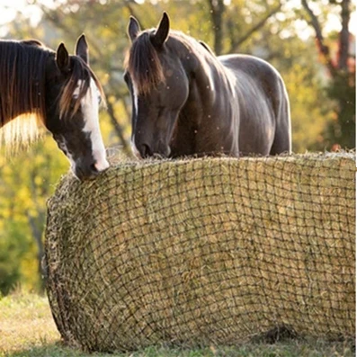 Round hay net with 5 cm holes, large hay net, cylindrical slow feeder, strong and durable horse hay bag net bag