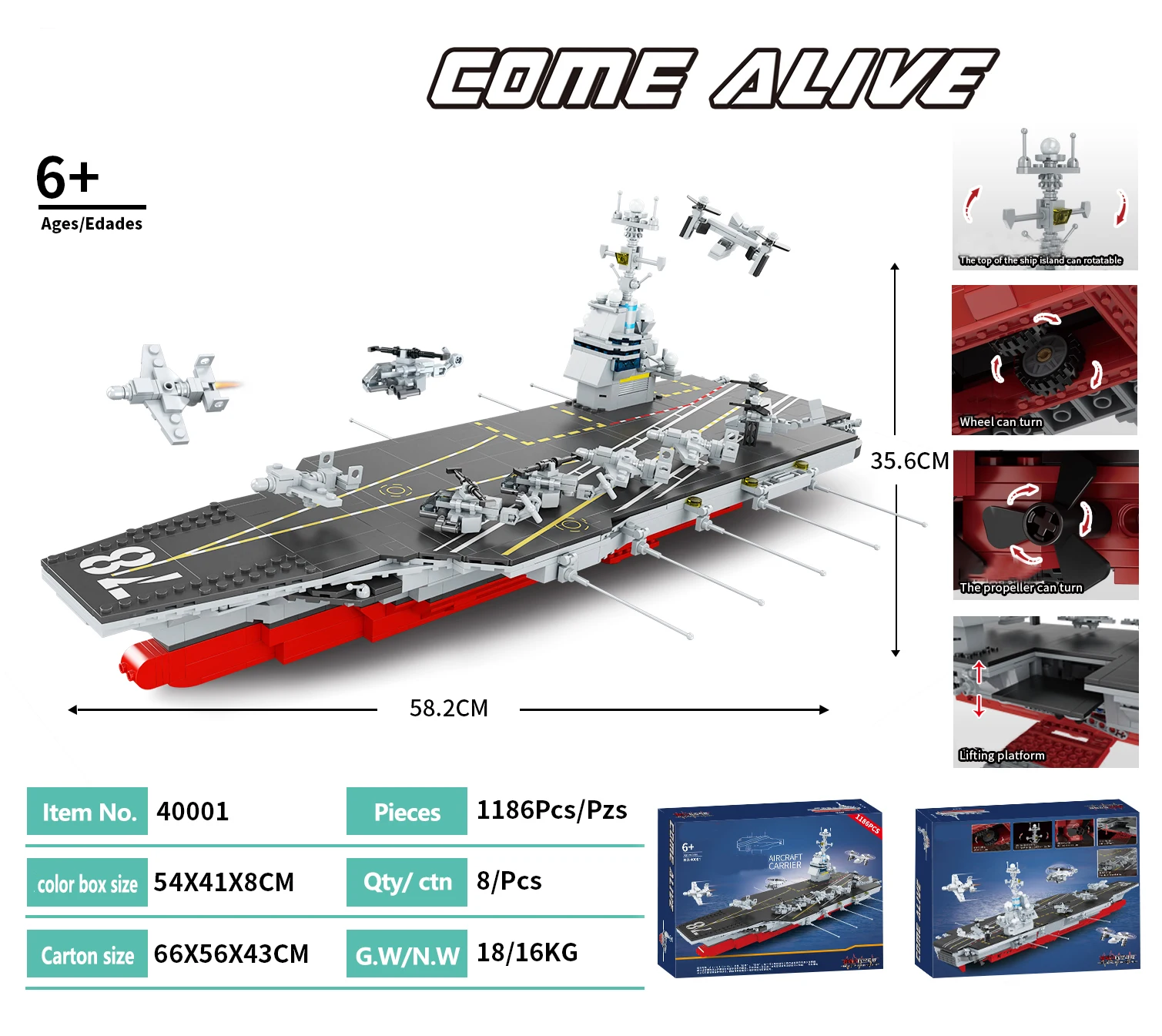 Children Educational Stack Toys Colorful  Building Block Sets Newly Designed Military series ford class