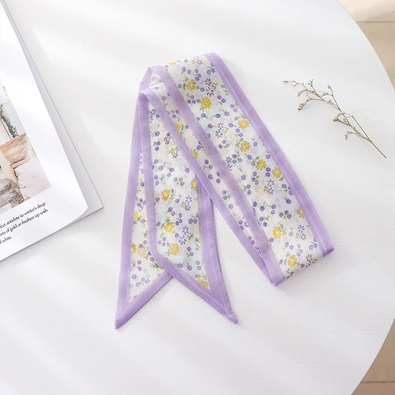 Purple Series Long Silk Summer Thin Style Super Fairy Headband Tied Hair Ribbon Decoration Small Scarf