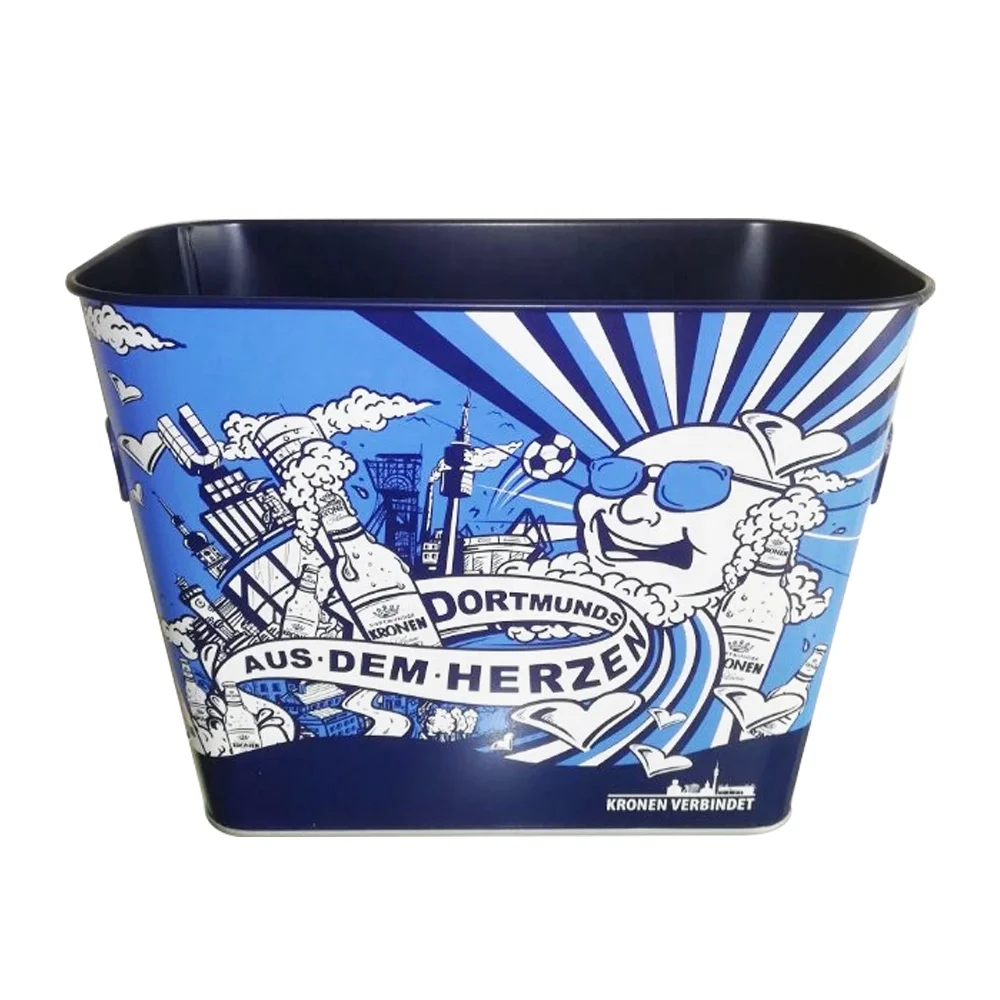 SOL 6L Rectangle Metal Tin Bucket With Handles Beer Ice Pail Bucket With Bottle Opener