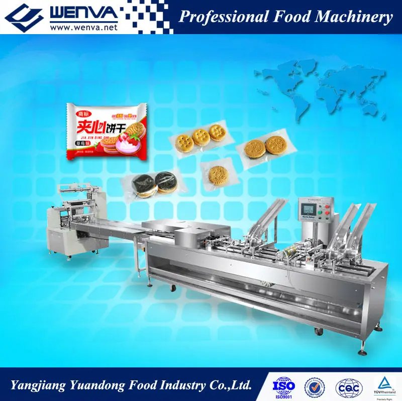 Автоматическая машина для производства и упаковки сэндвич-печенья/машина сэндвич-упаковки печенья