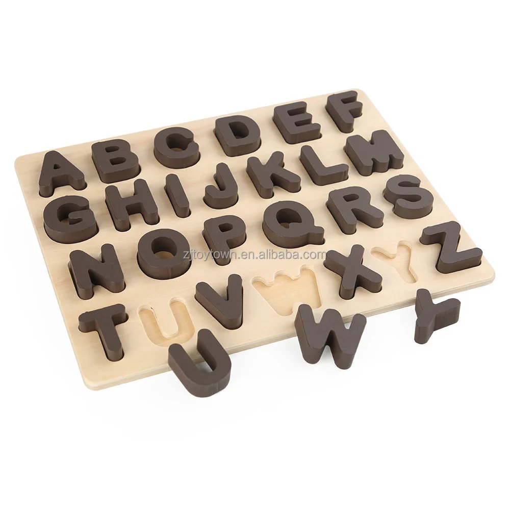 Children Toddler English Montessori Board Alphabet Abc Letter And Number Kids Educational Learning Toys Wooden Puzzle Board