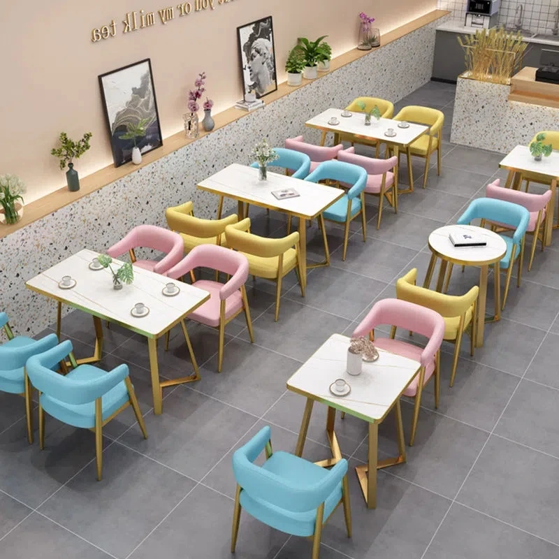 Modern light luxury furniture American restaurant stainless steel table chair sofa marble table wholesale support customization