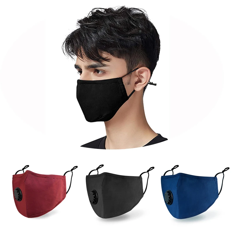 Custom black dust 3d mask with activated carbon filter cubrebocas PM 2.5 washable printed cotton face mask