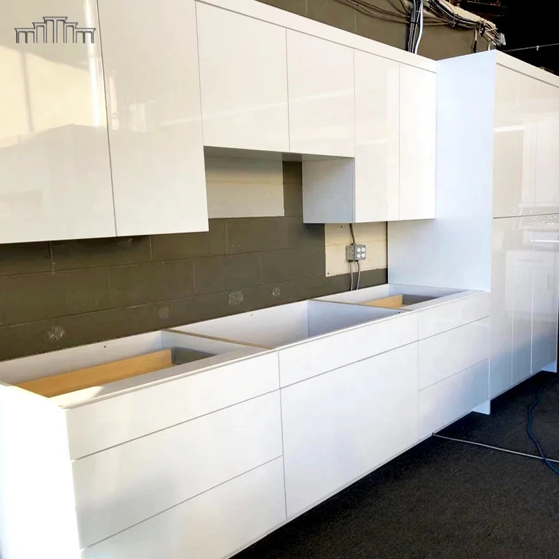 Modern OEM Factory Wholesale RTA Modern Style Modular PVC Kitchen Cabinet for Apartment Projects