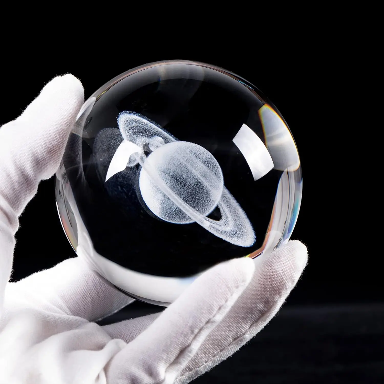 Hot Sell Creative Saturn Space Model Crystal Blank Glass Ball 3D Laser Engraved Table Decoration Crystal Ball