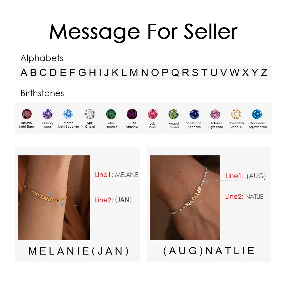 eManco Dropshipping DIY Birthstone Letter Personalized Name Bracelet Hip Hop Chain Rhinestone Name Bracelet