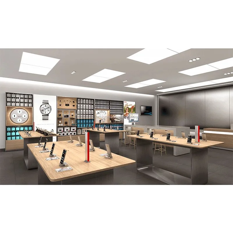 Современный мобильный телефон магазин Декор дисплей сотовый выставочный зал мебель на заказ Шкаф дизайн интерьера