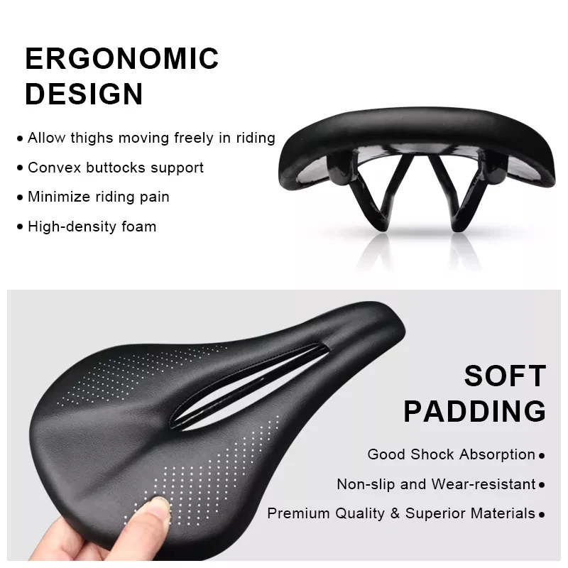 NEW Bike Pu+Carbon Fiber Rails Saddle Cycling Cushion MTB Saddle Trail Comfort Races Seat Road Mountain Bicycle Saddle For Man