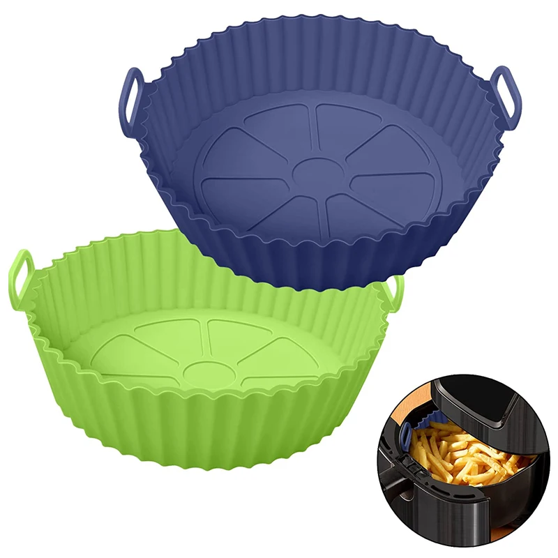 Baking Dishes & Pans Reusable Nonstick Round Oven Basket Light Green Blue Silicone Air Fryer Liners Foldable