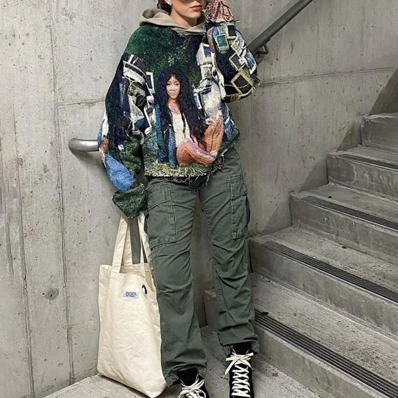 Китайский производитель тканый пуловер с гобеленом и свитером уличная одежда жаккардовая толстовка капюшоном