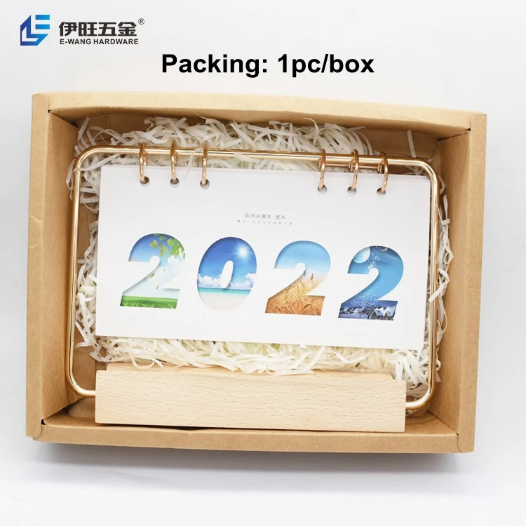 YIWANG Wholesale DIY Daily Custom Wood Base Calendar Desk Calendar Shelf