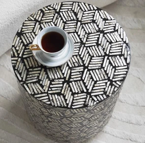 Wabi-sabi черный перламутровый Ракушечник край несколько гостиной винтажный кофейный столик превосходное чувство homestay art Deco