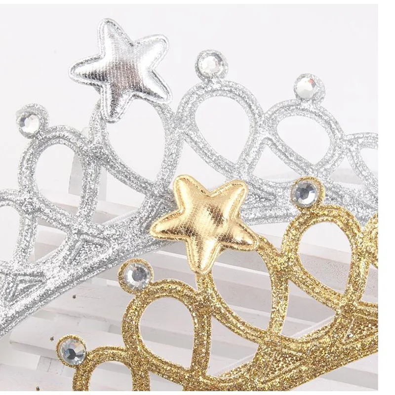 European and American Fashion Golden/Sliver Crown Hair Band Headband for Kid Baby Toddler Birthday Gift