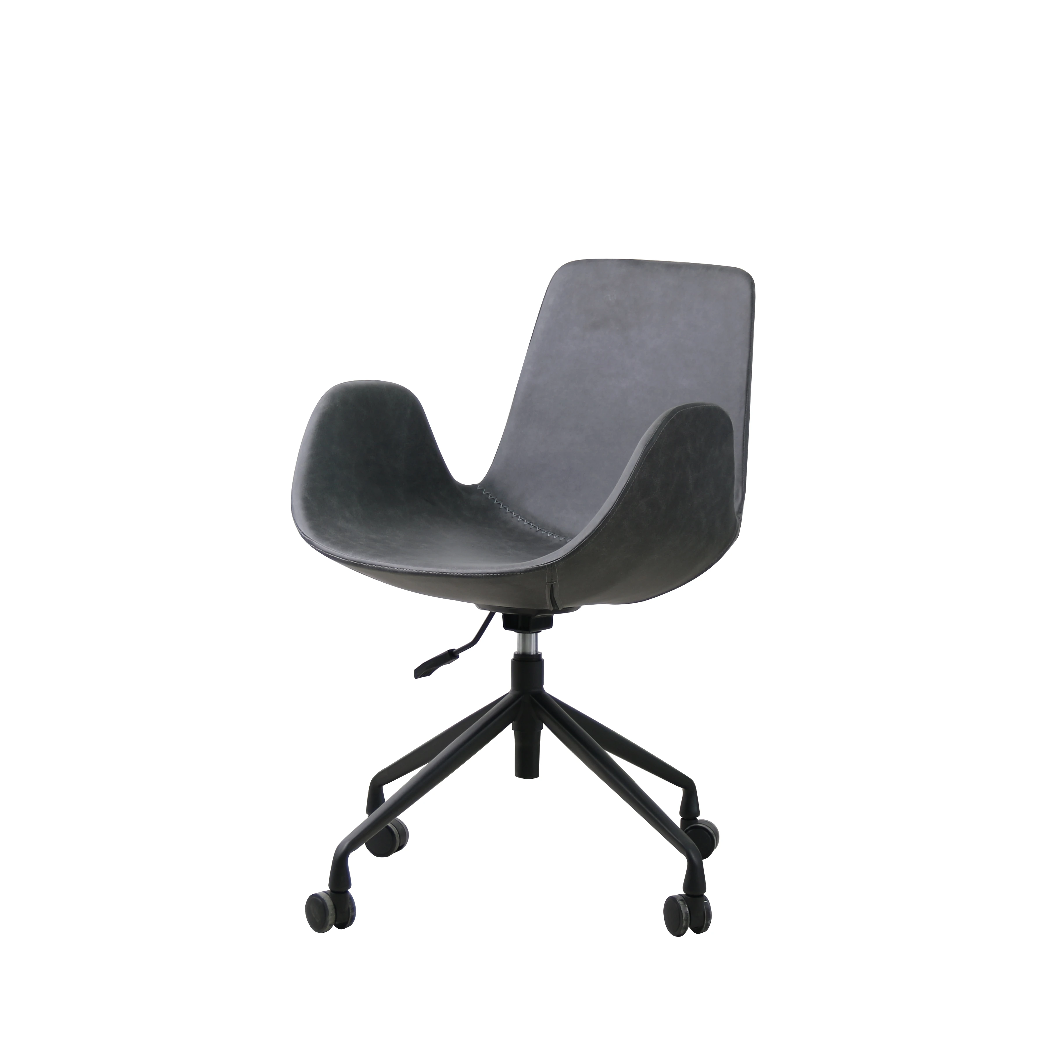 Удобный поворотный с колесами поднимающий подлокотник кожаный стул для отдыха