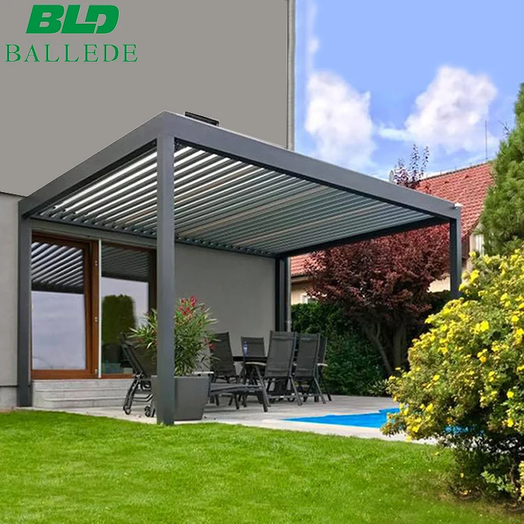 2024 New Customization Aluminium Pergola Sunshade Remote Control Shutter Bifold Louvre Roof