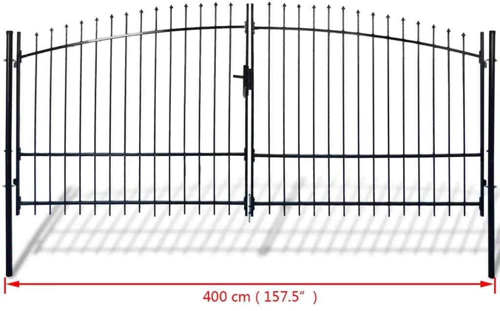 Modern house ornaments driveway double door welded wrought iron garden gate