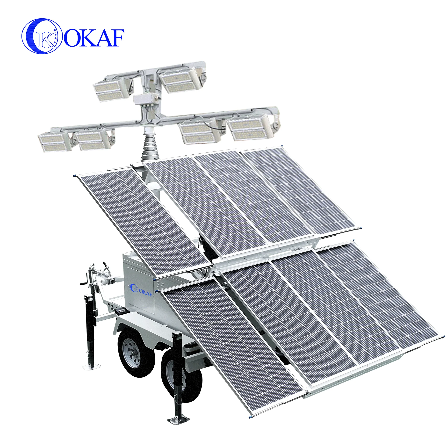 10m hydraulic high mast led light solar power mobile flood light tower temporary lighting for rent