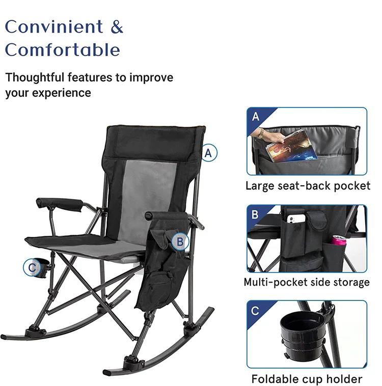 High Quality Oversized Outdoor Have Cup Holder And Storage Bag For Leisure Camping Picnic Chair