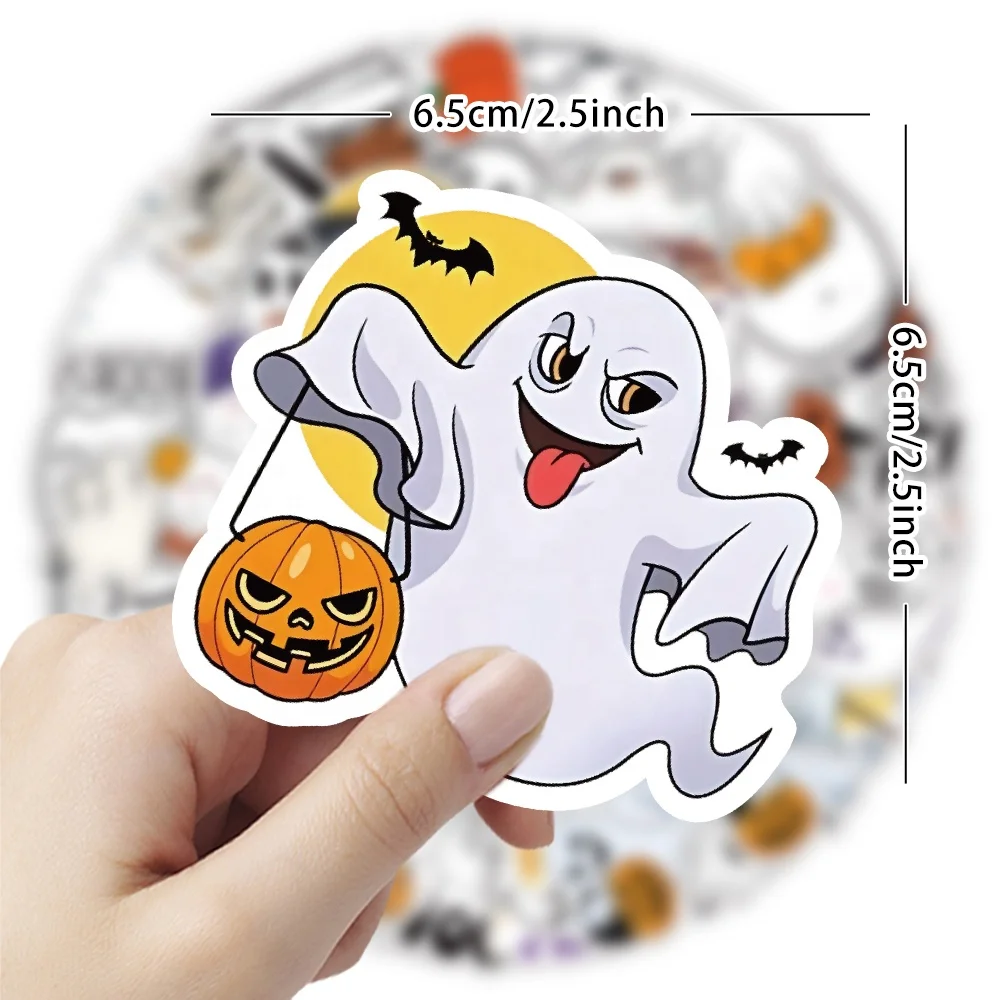 53PCS Ghost Graffiti Horror Stickers Cartoon kids DIY Cut Skateboard Waterproof Phone Custom Wall Gift Halloween Ghost sticker