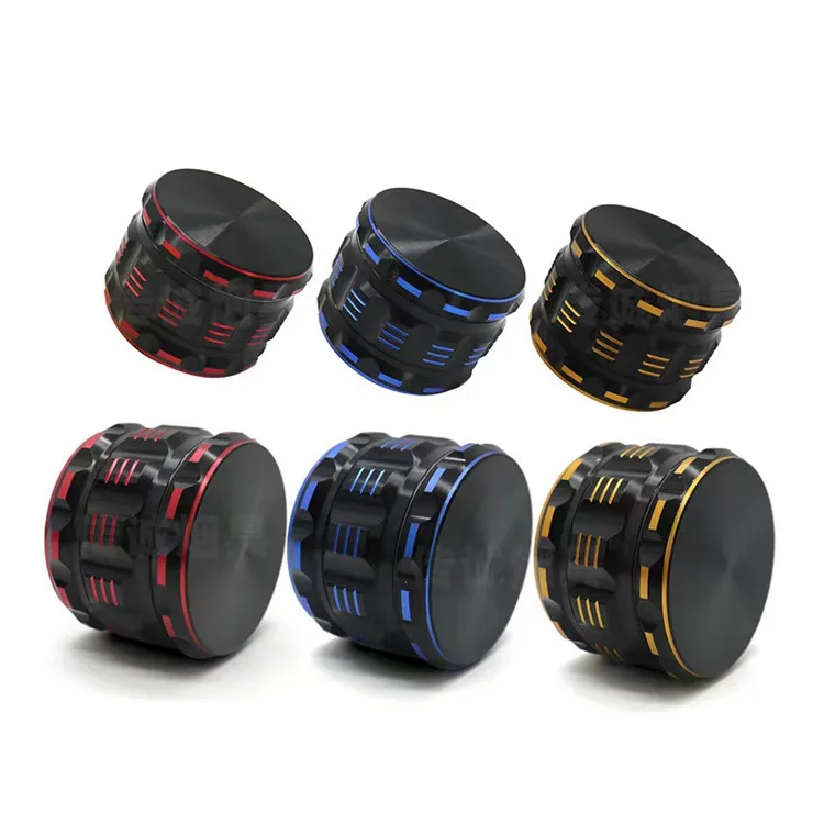 Double Color 2.5 Inch 63mm Aluminium Herb Grinder Custom Logo Smoking Tobacco Spice herb Grinder With Magnetic Closure